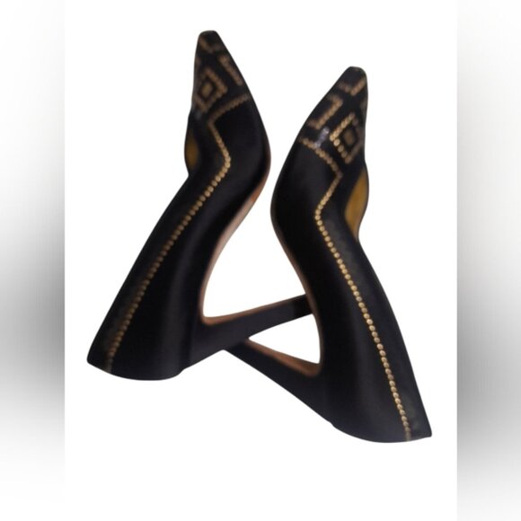 St. John Black Heels with Intricate Beadwork SZ 6B - Picture 2 of 11